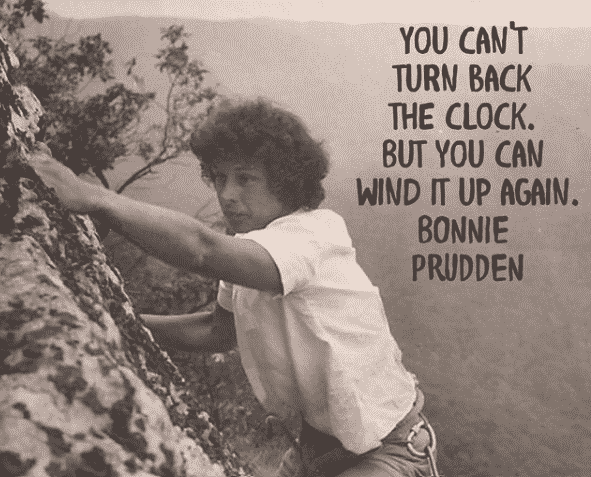 Bonnie Prudden rock climbing